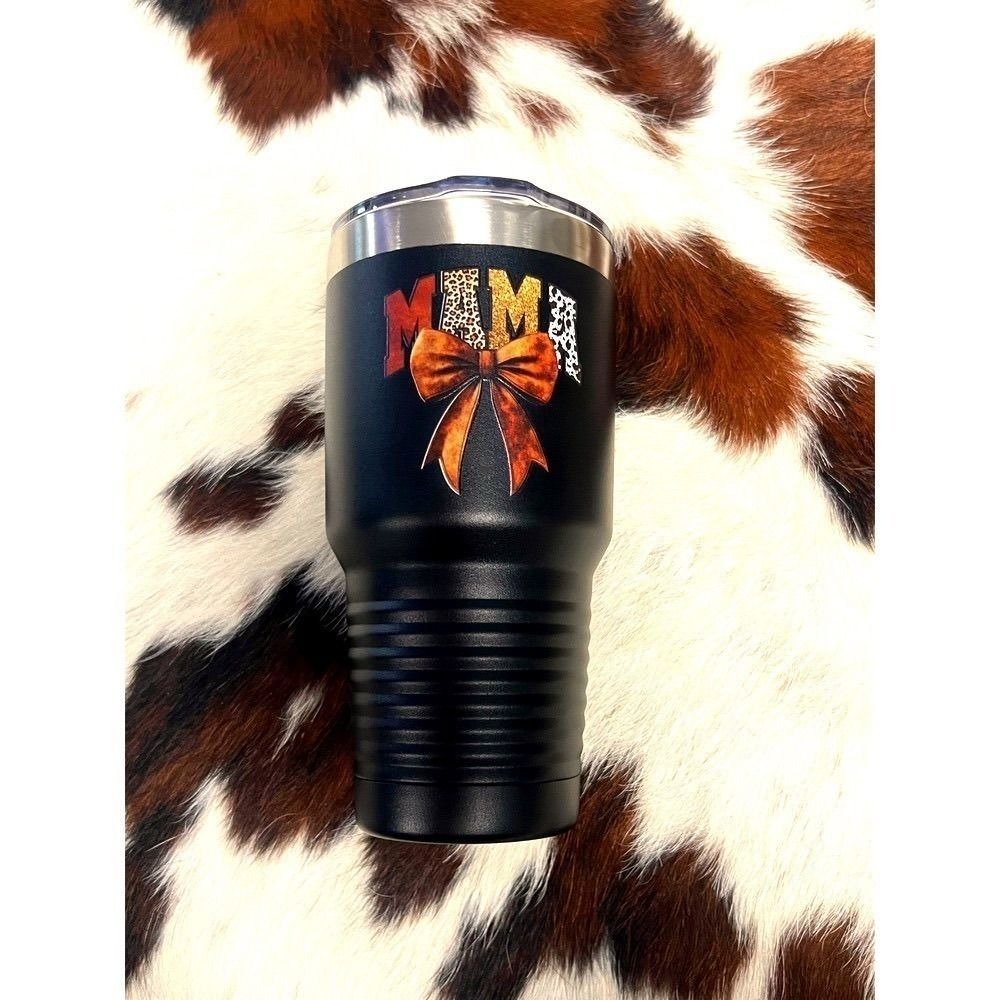 NEW Polar Camel Tumbler Women 30oz Black Excellent Mama‎ Leopard Bow